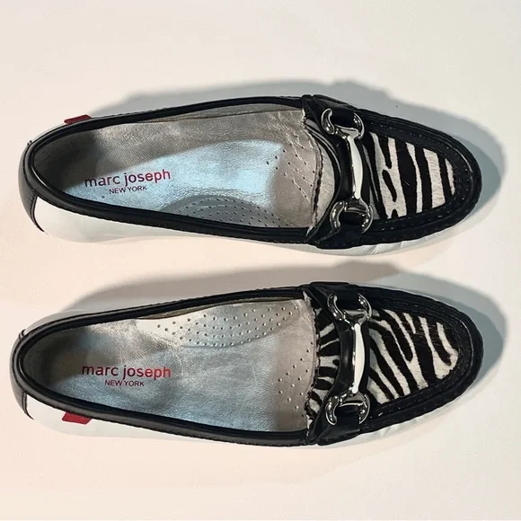 Marc Joseph Zebra Pattern Black and White Loafers - Picture 4 of 6